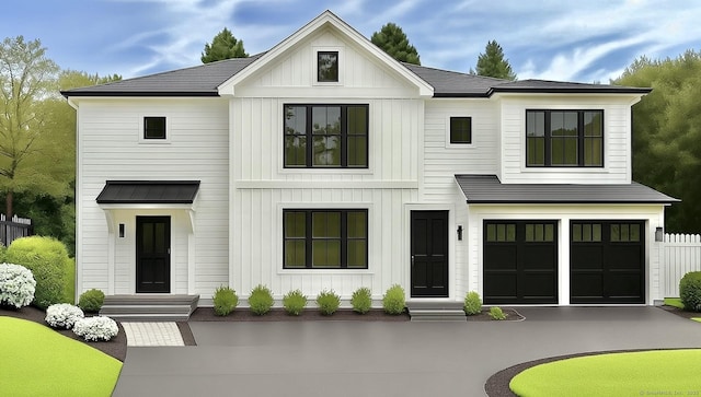 706 Judd St, Fairfield, CT 06825 - view of front facade featuring board and batten siding, a garage, and concrete driveway