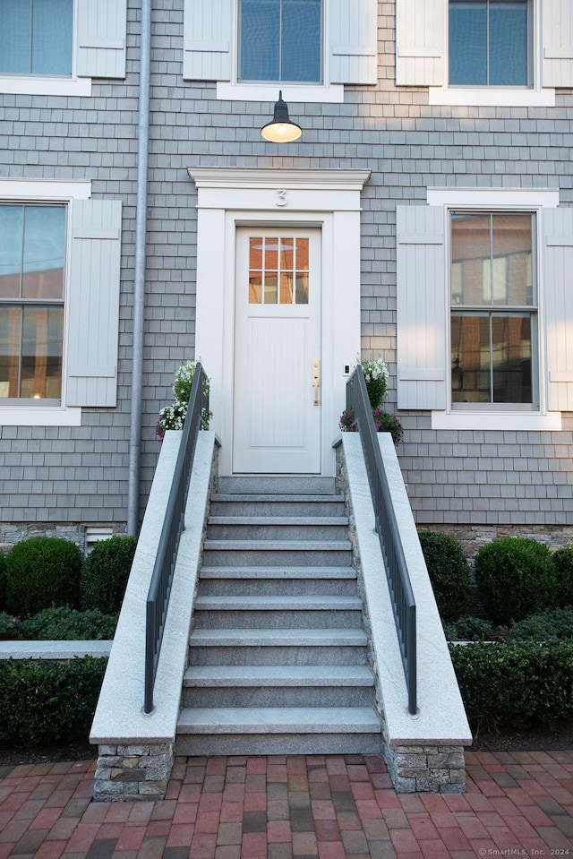 42 Forest St Apt 3, New Canaan, CT 06840 - doorway to property with brick siding
