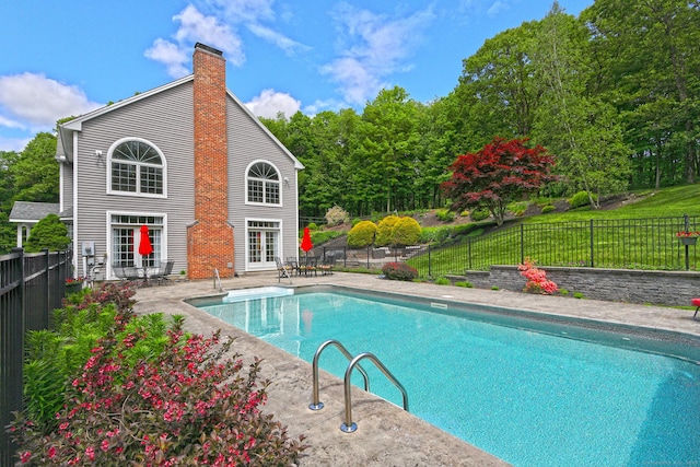 250 Wooding Hill Rd, Bethany, CT 06524 - view of swimming pool featuring french doors, a fenced backyard, and a patio area
