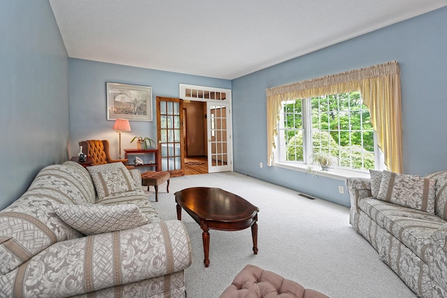 250 Wooding Hill Rd, Bethany, CT 06524 - living area featuring french doors and carpet floors