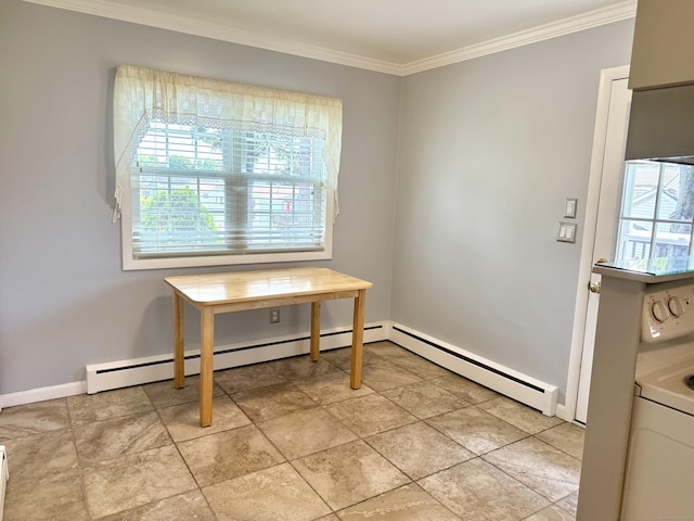 15-17 Beckerle St, Danbury, CT 06811 - entryway featuring baseboard heating, healthy amount of natural light, crown molding, and washer / dryer