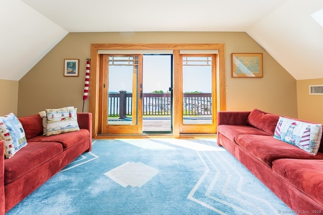49 Bayberry Ln, Groton, CT 06340 - living room with lofted ceiling and carpet