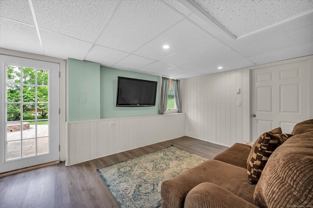 7 Beechwood Cir, Cromwell, CT 06416 - living area with wood finished floors, wainscoting, and a paneled ceiling