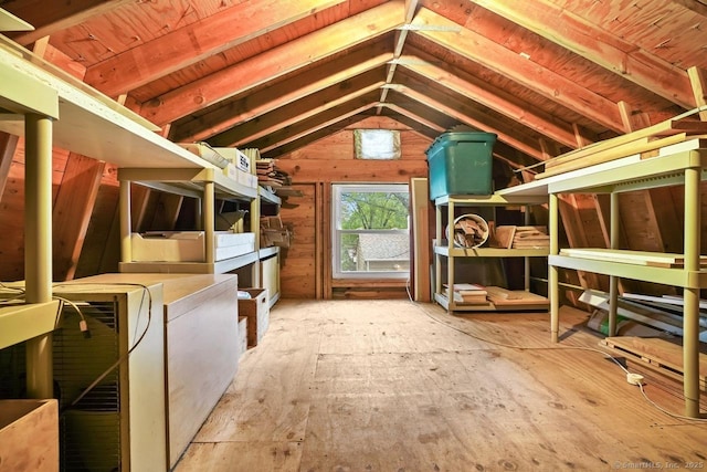 view of unfinished attic