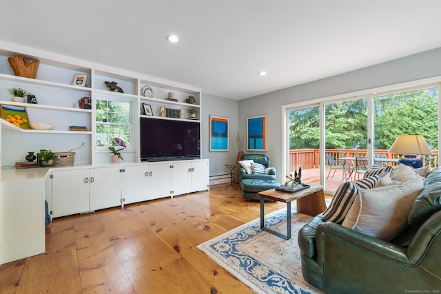 46 Glenbrook Rd, West Hartford, CT 06107 - living room featuring light wood-style flooring and recessed lighting