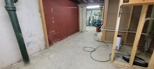 unfinished below grade area with electric water heater