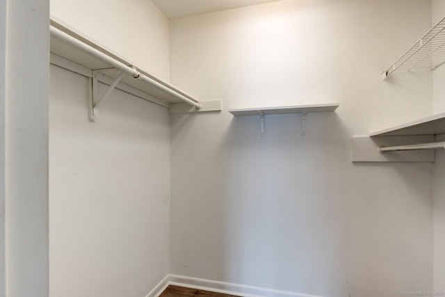 walk in closet featuring dark wood-style flooring