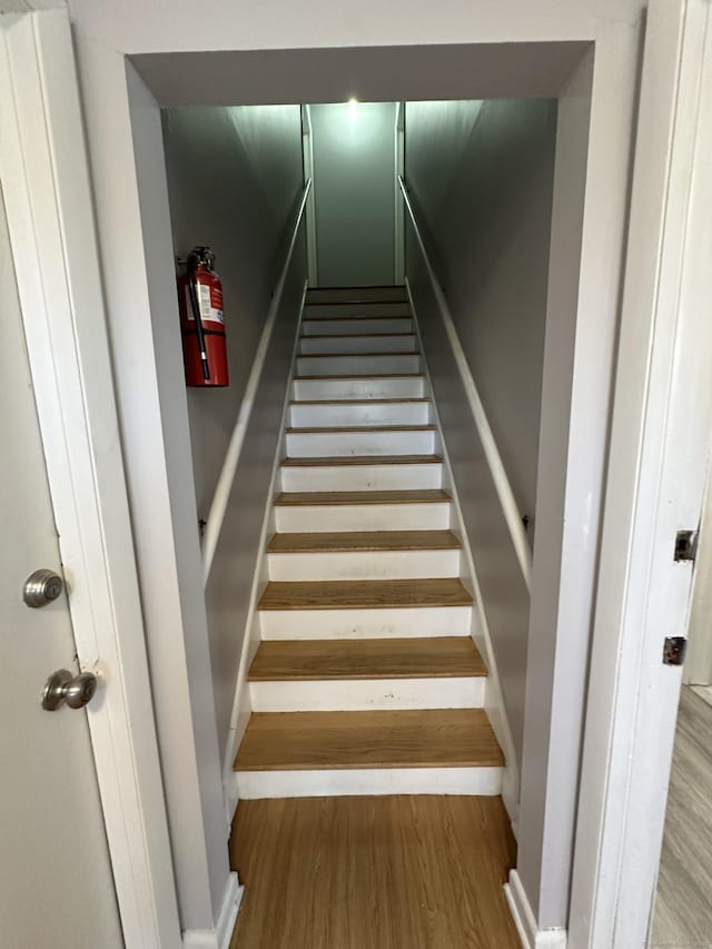 74 Saltonstall Ave, New Haven, CT 06513 - staircase featuring wood finished floors and baseboards