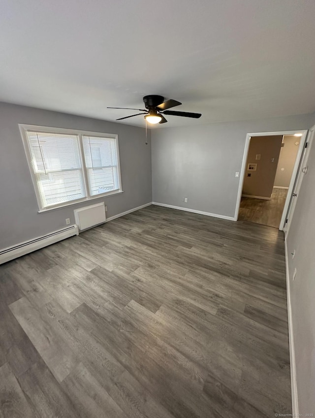 74 Saltonstall Ave, New Haven, CT 06513 - unfurnished room featuring ceiling fan, wood finished floors, baseboards, and a baseboard radiator