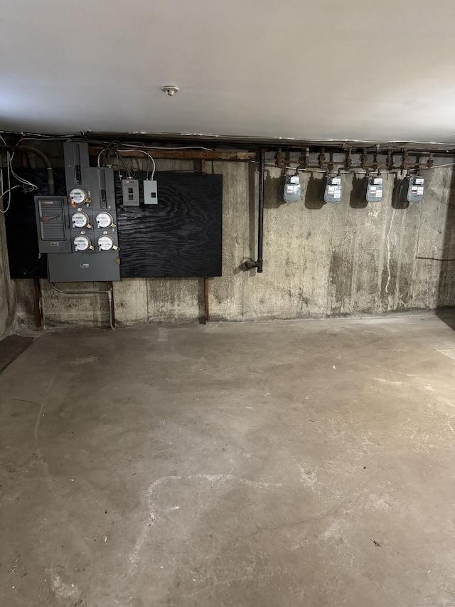 74 Saltonstall Ave, New Haven, CT 06513 - unfinished below grade area featuring gas meter and electric panel