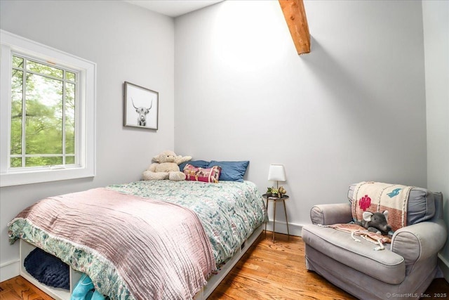 bedroom featuring light wood-type flooring