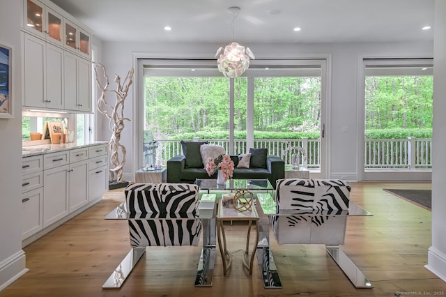 6 Spectacle Ln, Ridgefield, CT 06877 - dining space featuring light wood finished floors, recessed lighting, and baseboards