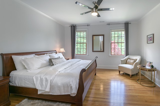 6 Spectacle Ln, Ridgefield, CT 06877 - bedroom with wood finished floors, ornamental molding, baseboards, and ceiling fan