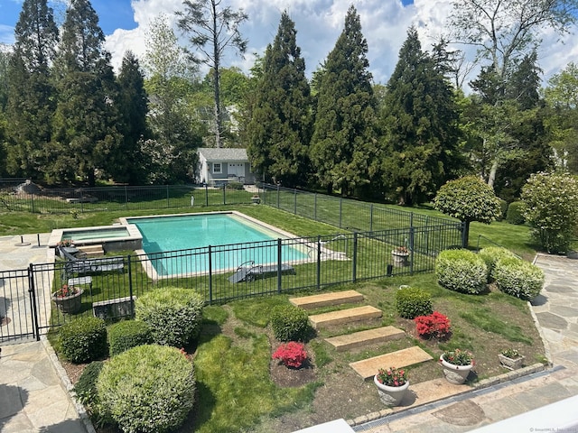 24 Lawrence Hill Rd, Stamford, CT 06903 - view of swimming pool featuring a pool with connected hot tub