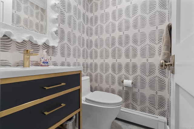 94 Glen Dr, New Canaan, CT 06840 - half bath featuring baseboard heating, toilet, and vanity