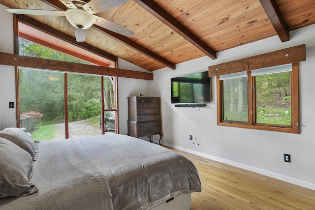 6 Knorr Rd, Oxford, CT 06478 - bedroom featuring baseboards, wooden ceiling, wood finished floors, and access to outside