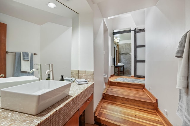 6 Knorr Rd, Oxford, CT 06478 - full bath featuring vanity, toilet, wood finished floors, an enclosed shower, and baseboards