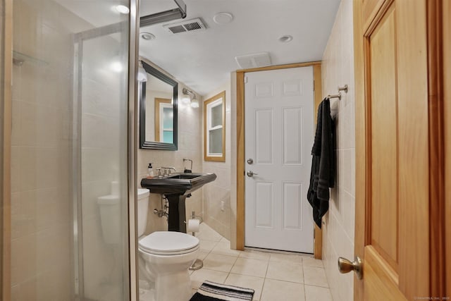 6 Knorr Rd, Oxford, CT 06478 - bathroom with tile patterned flooring, tile walls, toilet, and a shower stall