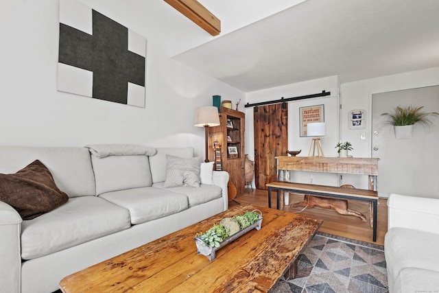 18 Hamre Ln Unit B, Branford, CT 06405 - living area featuring a barn door and wood finished floors