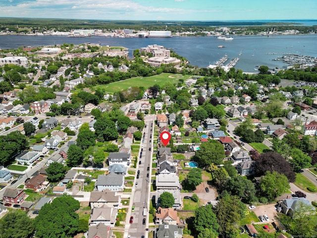 26 Perry St, New London, CT 06320 - aerial view of property and surrounding area featuring a large body of water and nearby suburban area
