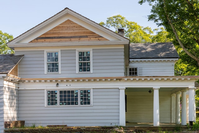 134 Roxbury Rd, Washington, CT 06793 - back of property featuring a porch and a chimney