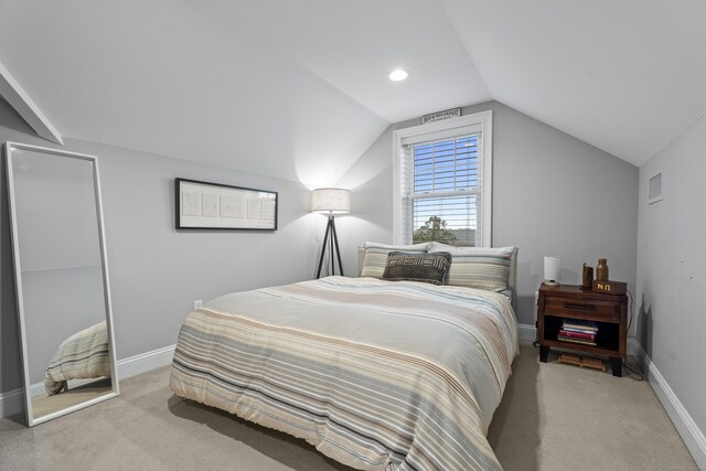 3 Arrowhead Rd, Madison, CT 06443 - bedroom featuring light colored carpet, lofted ceiling, and baseboards