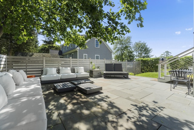 3 Arrowhead Rd, Madison, CT 06443 - fenced backyard with an outdoor living space and a patio