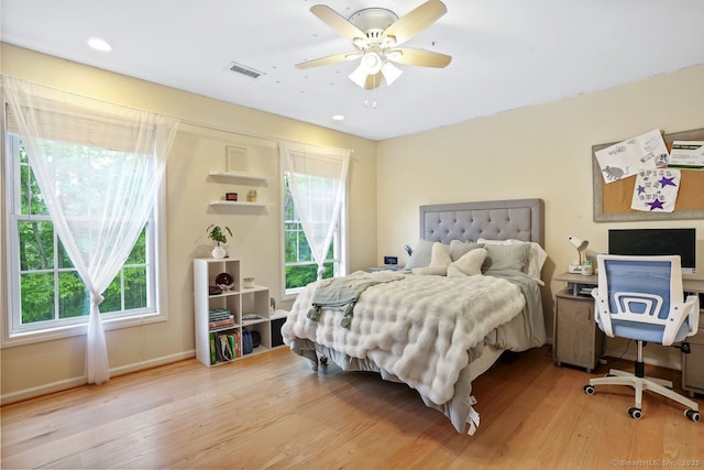 18 Beaver Dam Rd, Newtown, CT 06470 - bedroom with multiple windows, light wood-style floors, a ceiling fan, baseboards, and recessed lighting