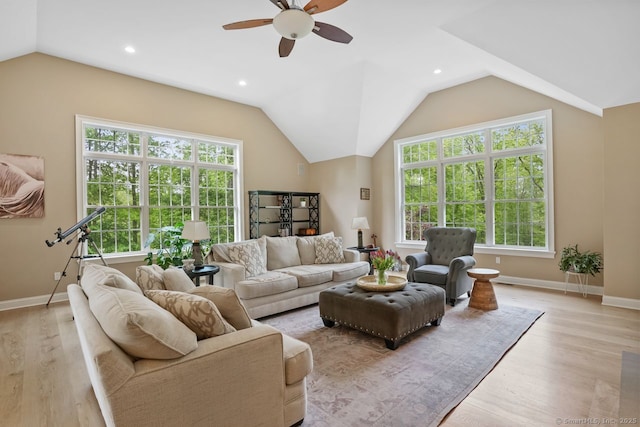 18 Beaver Dam Rd, Newtown, CT 06470 - living area with plenty of natural light, ceiling fan, lofted ceiling, light wood-type flooring, and recessed lighting