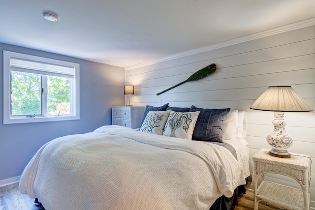 5 Quarry Rd, Stonington, CT 06355 - bedroom featuring wood finished floors, ornamental molding, and wooden walls