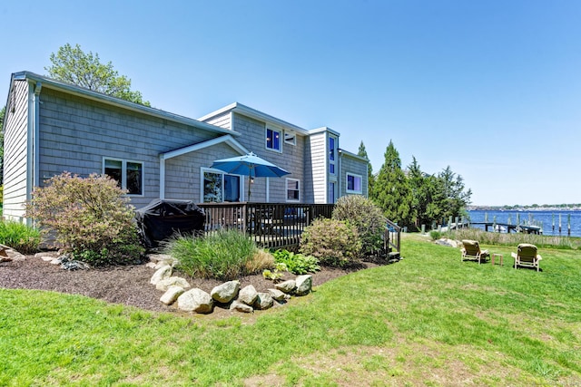5 Quarry Rd, Stonington, CT 06355 - rear view of property with a yard and a wooden deck