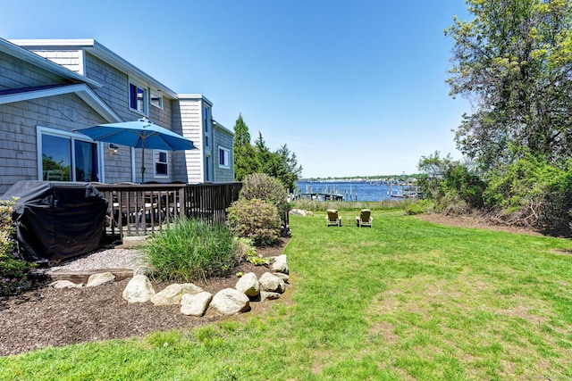 5 Quarry Rd, Stonington, CT 06355 - view of green lawn with a deck with water view