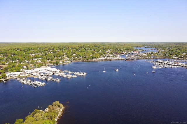 5 Quarry Rd, Stonington, CT 06355 - aerial view of a marina, a large body of water, and a forest