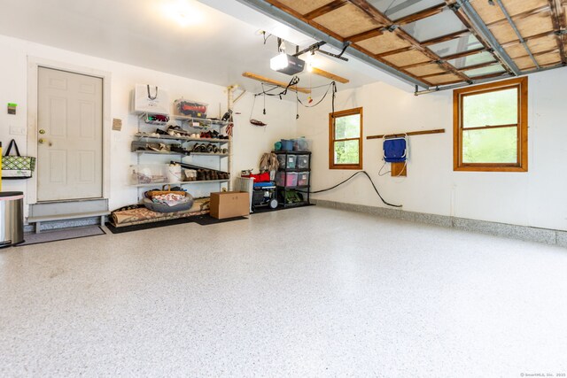 garage with a garage door opener