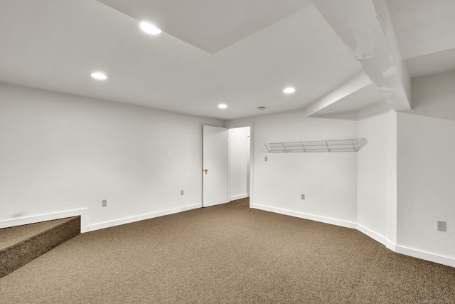 233 N Society Rd, Canterbury, CT 06331 - finished basement with dark carpet, recessed lighting, and baseboards
