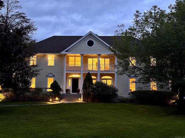 10 Woods End Dr, Wilton, CT 06897 - view of front of house with a balcony and a front yard