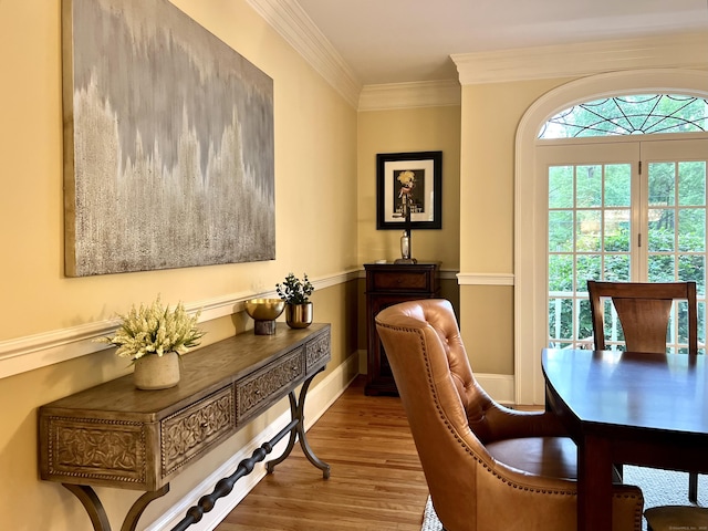 10 Woods End Dr, Wilton, CT 06897 - dining area with wood finished floors, ornamental molding, and baseboards