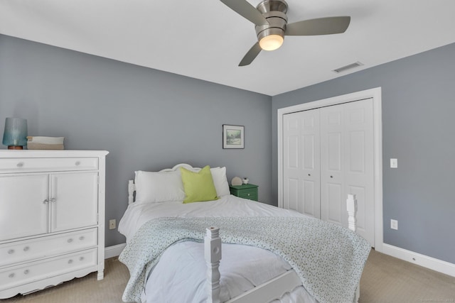16 Cider Mill Rd, Burlington, CT 06013 - bedroom with light colored carpet, a closet, and ceiling fan