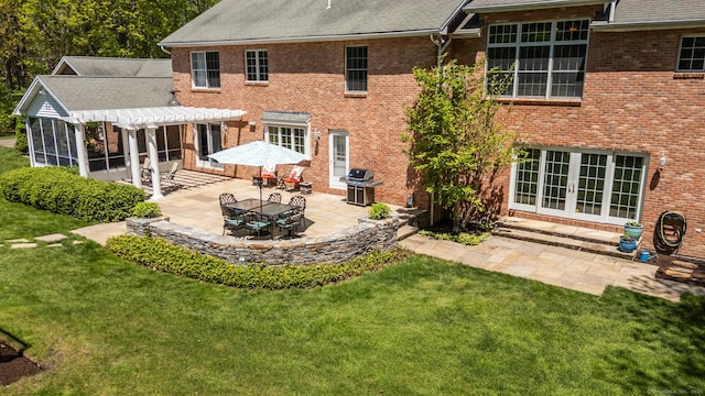 16 Cider Mill Rd, Burlington, CT 06013 - rear view of property featuring a pergola, french doors, a yard, and a patio