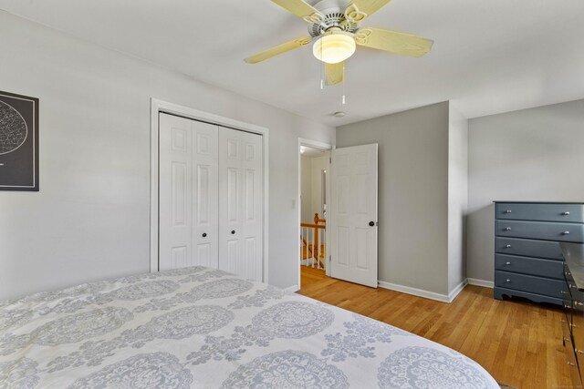 5 Willow Ln, East Lyme, CT 06333 - bedroom with wood finished floors, baseboards, a closet, and a ceiling fan
