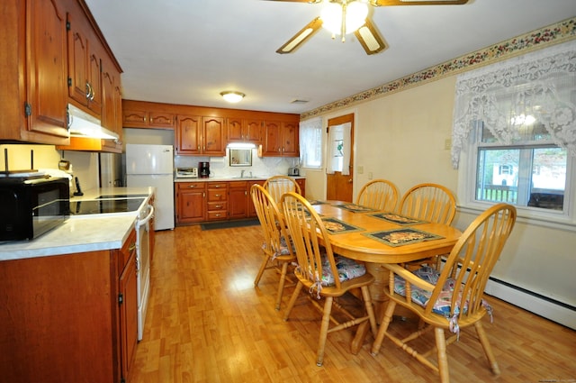 1268 Trout Brook Dr, West Hartford, CT 06119 - dining area with ceiling fan and light wood finished floors