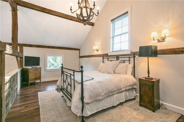 521 State St, Guilford, CT 06437 - bedroom featuring a chandelier, wood finished floors, and baseboards