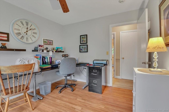 20 Thayer Road Ext, Haddam, CT 06441 - office area featuring wood finished floors, ceiling fan, and baseboards