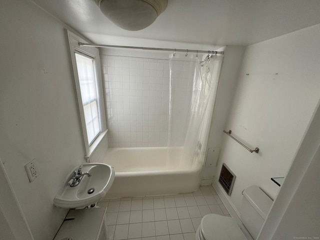 24 Saint Johns Pl Apt 6, New Canaan, CT 06840 - bathroom featuring tile patterned floors, toilet, shower / bath combo, and a sink