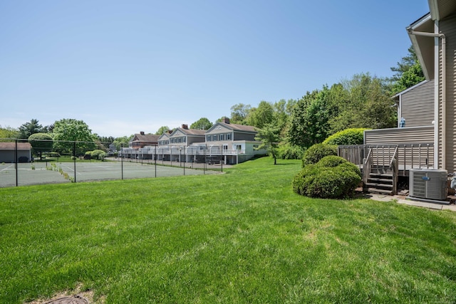 592 Mountain Rd Unit A, West Hartford, CT 06117 - view of yard featuring central air condition unit and a tennis court