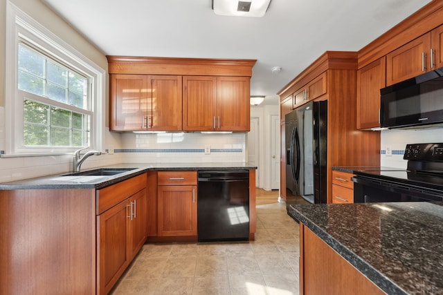 26 Brian Rd, West Hartford, CT 06110 - kitchen featuring black appliances, a sink, and brown cabinets