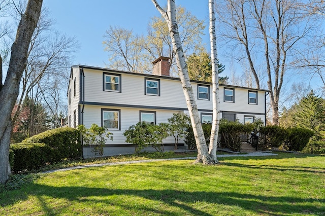 689 S Meriden Rd, Cheshire, CT 06410 - view of front of house featuring a chimney and a front yard