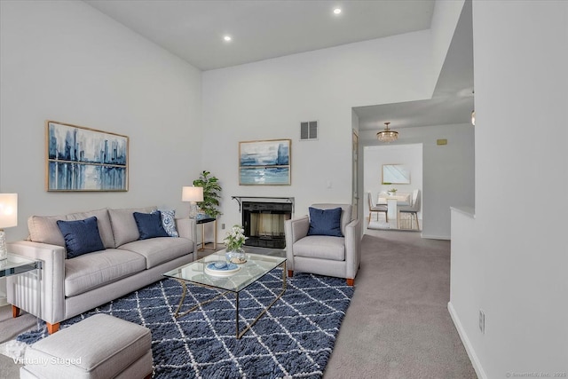 547 Pilgrim Hbr Unit 547, Wallingford, CT 06492 - carpeted living room with recessed lighting, a fireplace, and baseboards