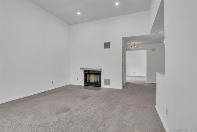 547 Pilgrim Hbr Unit 547, Wallingford, CT 06492 - unfurnished living room with a fireplace with flush hearth, carpet flooring, recessed lighting, and baseboards