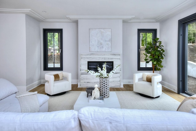 158 Compo Rd N, Westport, CT 06880 - living room featuring wood finished floors, a high end fireplace, and baseboards